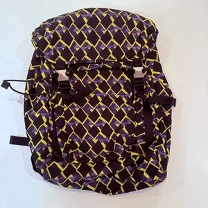 Prada Cobalto Tessuto Stampato Nylon Backpack Cinch Geometric